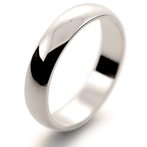 D Shape Light - 4mm (DSSL W) White Gold Wedding Ring